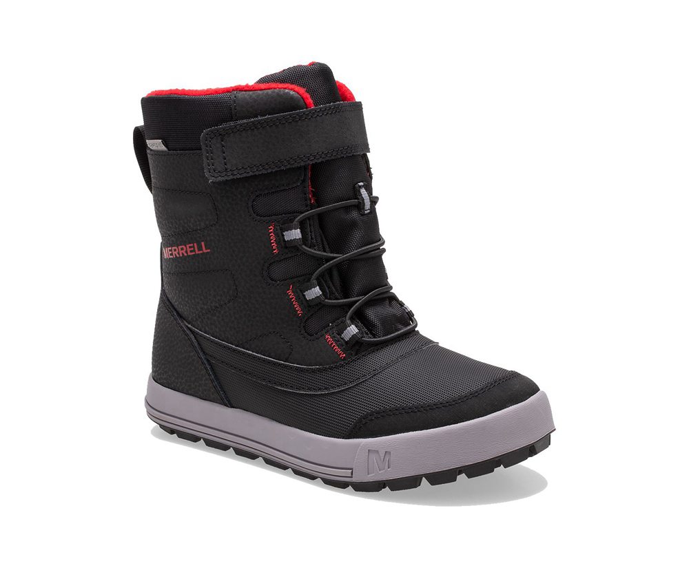 Kozaki Merrell Dziecięce Czarne/Szare/Czerwone - Snow Storm Waterproof - 941836-UPL